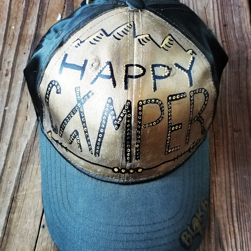 Hand painted happy camper hat